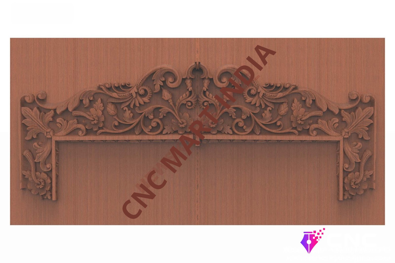 Beds & Sofa - BS-113 Ornate Floral Headboard Arch Carving 3D Model